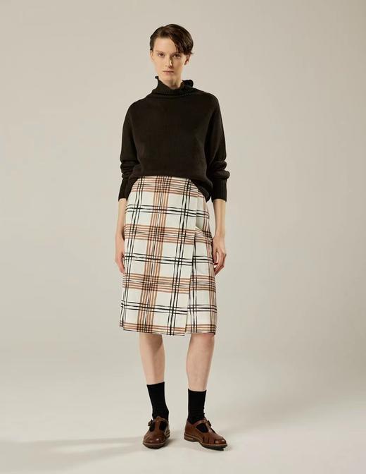 Margaret Howell  米白色手绘格纹A字裹裙 商品图5