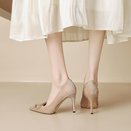 舒适百搭，尖头羊猄皮高跟单鞋DB-M5576 商品图7