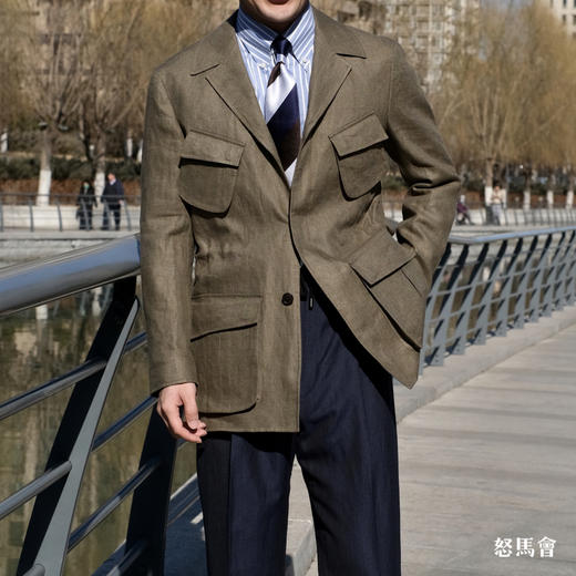 Baird Mcnutt 爱尔兰亚麻绿卡其野战夹克 商品图0