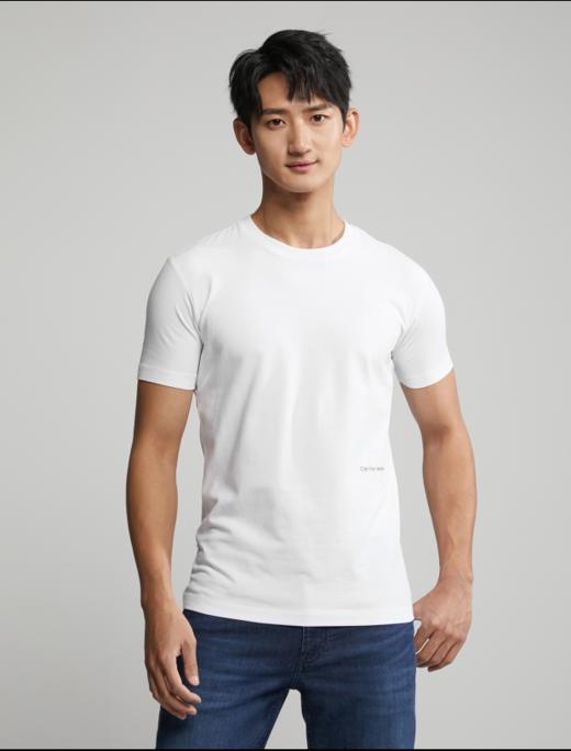 【海南专供价】CKJ春季新款男士经典交叠LOGO透气圆领修身短袖T恤J324127 商品图0