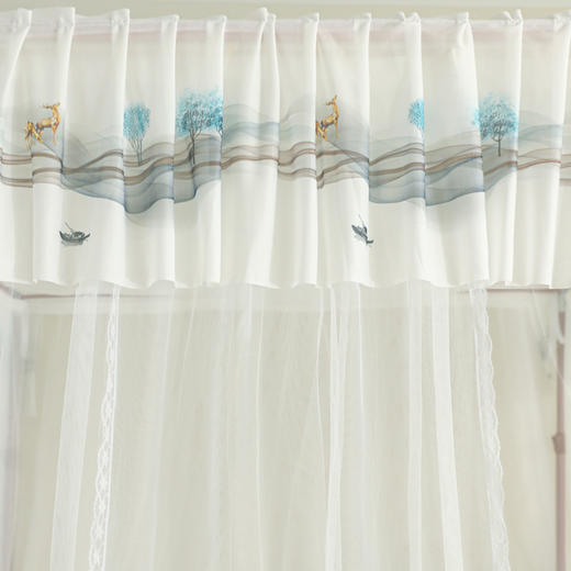 自然醒U型导轨蚊帐加密加厚轨道支架升降伸缩三开卧室家用落地2308HH 商品图8