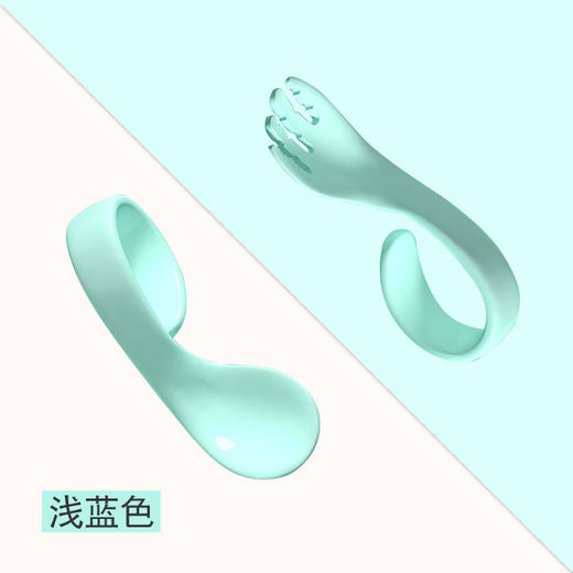 宝宝弯把叉勺组婴幼儿学吃饭训练勺子套装儿童辅食餐具弯头叉勺组 商品图6