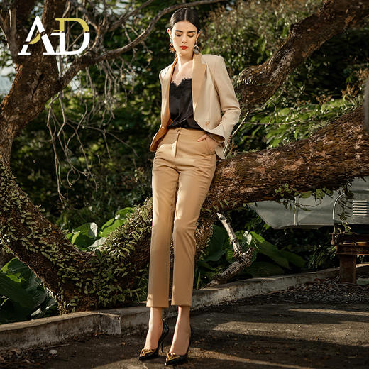 AD高端职业套装女秋冬西服职场OL女装卡其色西装正装播音艺考服装 商品图2