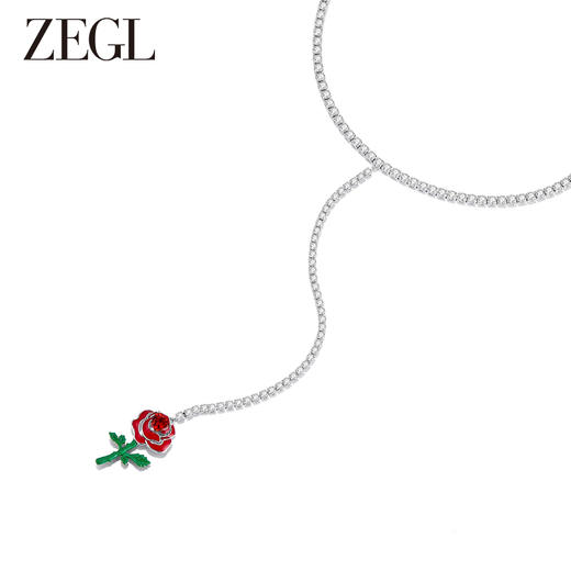 ZEGL设计师红玫瑰系列红色花朵项链女轻奢小众高级感锁骨颈链配饰 商品图1