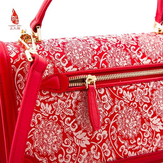 SAINTJOY/上久楷 女士宋锦拎包 缠枝纹 蓝色  红色 黑色 BWS16A0901 商品图7