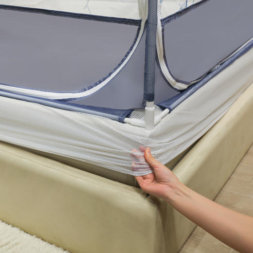 自然醒婴幼儿A类防尘方顶坐床蚊帐防摔儿童加固加厚宝宝防止掉床卡通印花床笠款折叠支架8861HH 商品图6