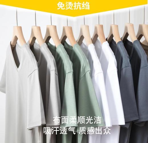 男士圆领 V领桑蚕丝抗皱基础百搭T 绅士休闲体感佳 商品图1
