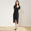 法式连衣裙女春显瘦打褶桃心领针织连衣裙小黑裙子V0050564 商品缩略图4