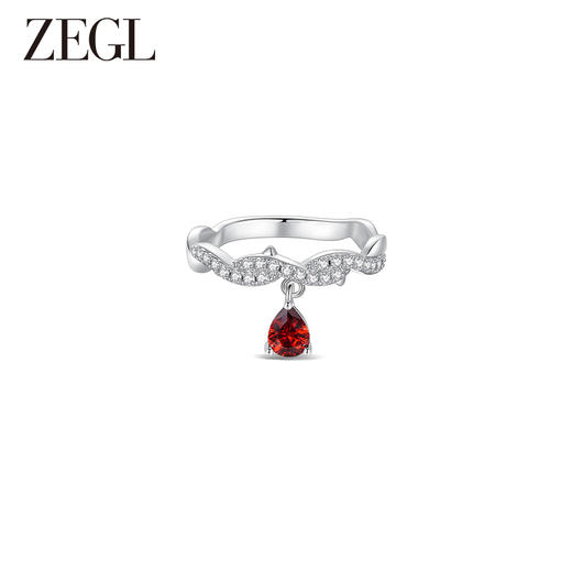 ZEGL设计师红玫瑰系列红色花朵戒指女小众设计高级感水滴食指戒子 商品图2