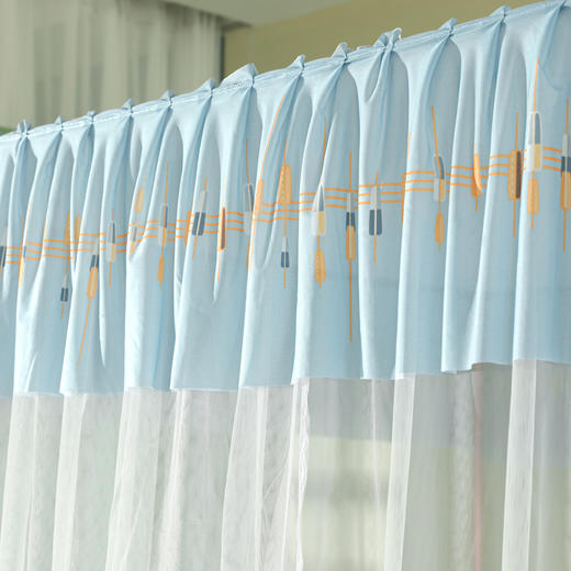 自然醒蚊帐三开门印花落地宫廷加高加粗铝合金支架加密蚊帐1.5m防尘顶2306HH 商品图5