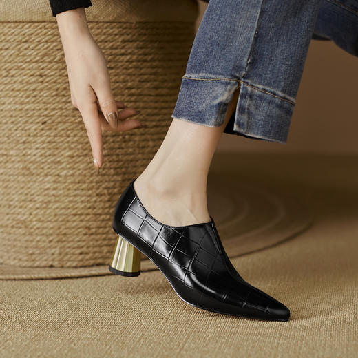 经典百搭，全真皮高品质气质款单鞋ND-15056S 商品图4