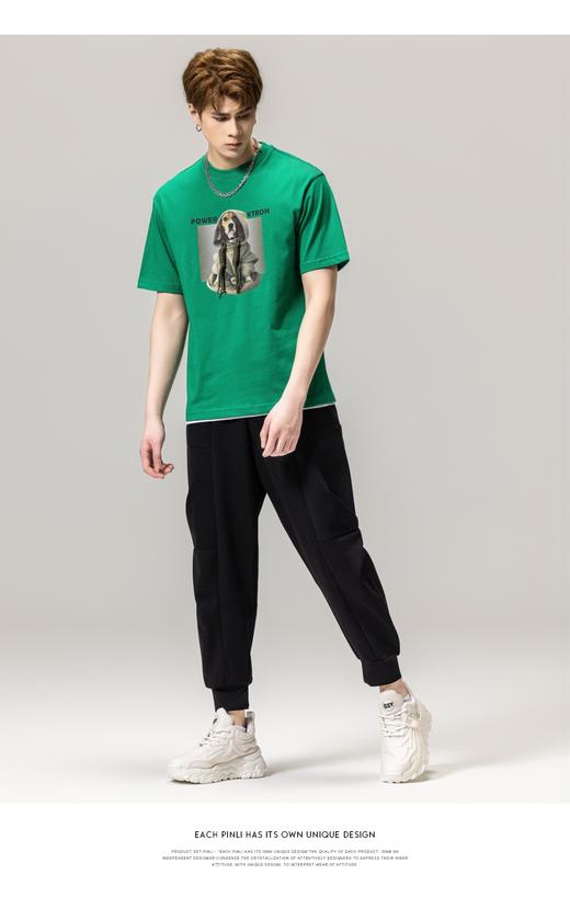 PINLI品立春季新款纯棉印花T恤男士圆领短袖体恤BG231111040 商品图5