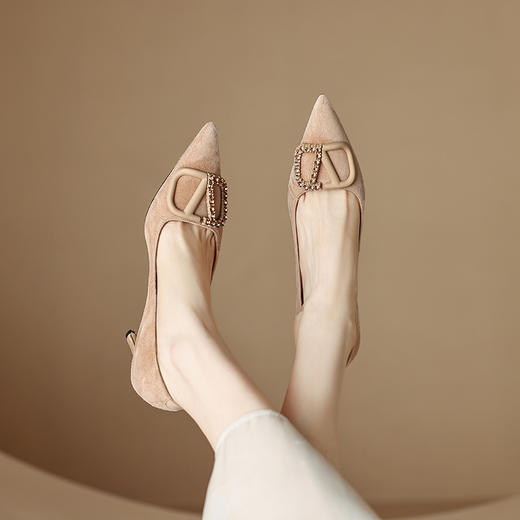 舒适百搭，尖头羊猄皮高跟单鞋DB-M5576 商品图11