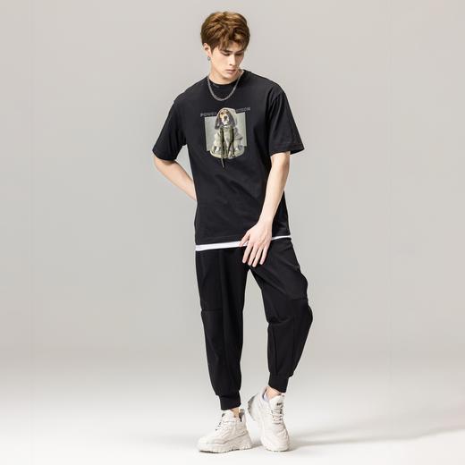 PINLI品立春季新款纯棉印花T恤男士圆领短袖体恤BG231111040 商品图1