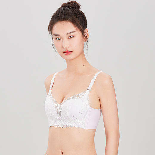 都市丽人WISECOOL内衣AB薄3/4杯蕾丝文胸三排无钢圈LB32D3 商品图1