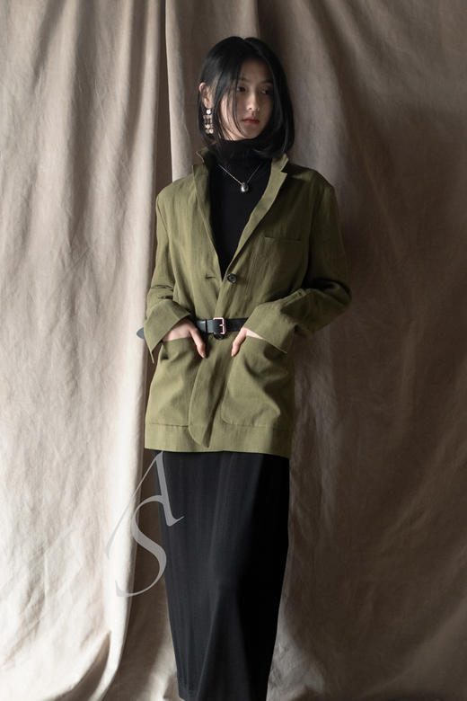 Margaret Howell  橄榄绿亚麻口袋西装 商品图1