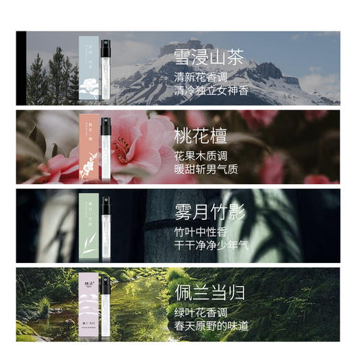 【新手试香推荐】茉莉素心 雪浸山茶  雾月竹影  佩兰当归   桃花檀小样1.5ml 商品图1