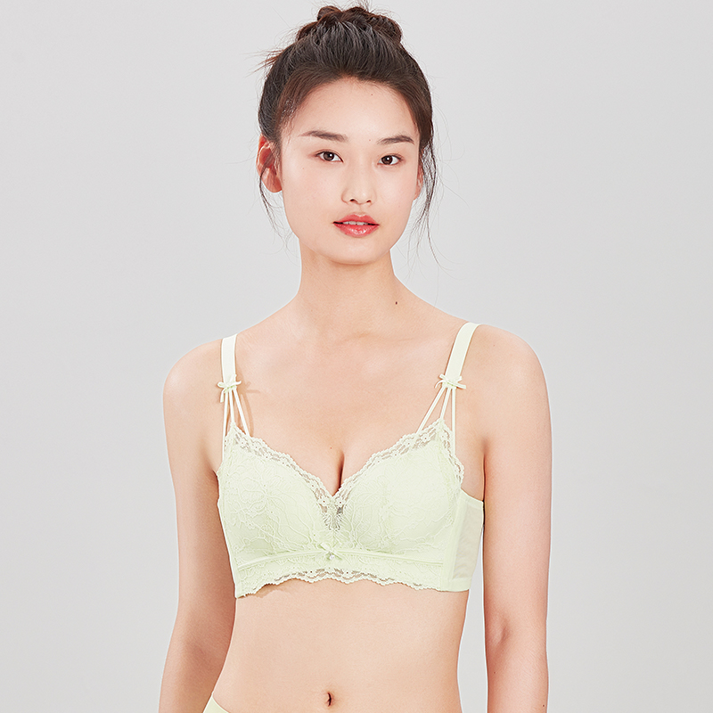 都市丽人自然舒适常规内衣B中厚3/4杯蕾丝文胸三排树脂胶圈LB31A1
