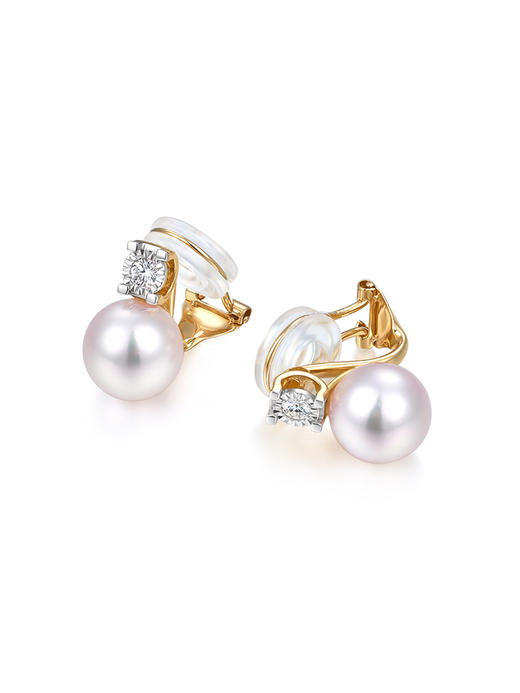 【天猫同款】悦甄 18k金Akoya珍珠钻石耳夹  戴妃 商品图4
