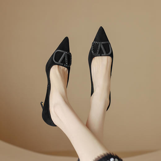 舒适百搭，尖头羊猄皮高跟单鞋DB-M5576 商品图5