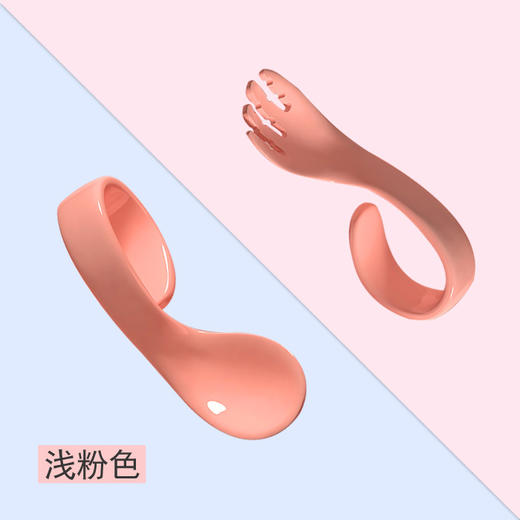 宝宝弯把叉勺组婴幼儿学吃饭训练勺子套装儿童辅食餐具弯头叉勺组 商品图9