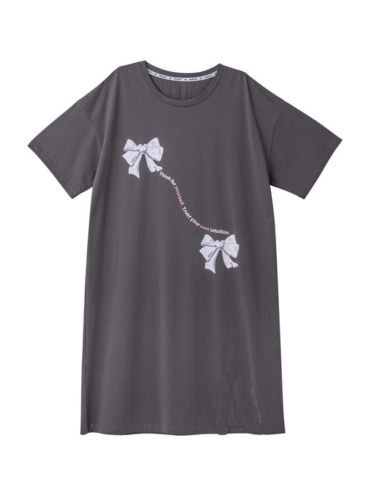 【29元限时秒杀】【秀黛】女圆领蝴蝶结印花短袖裙女士夏季睡裙H2551066T【专柜同款】【如遇缺货自动退款，介意勿拍】 商品图1