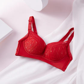 都市丽人调整型内衣B杯薄3/4杯刺绣塑身文胸三排无钢圈LJ34Z3