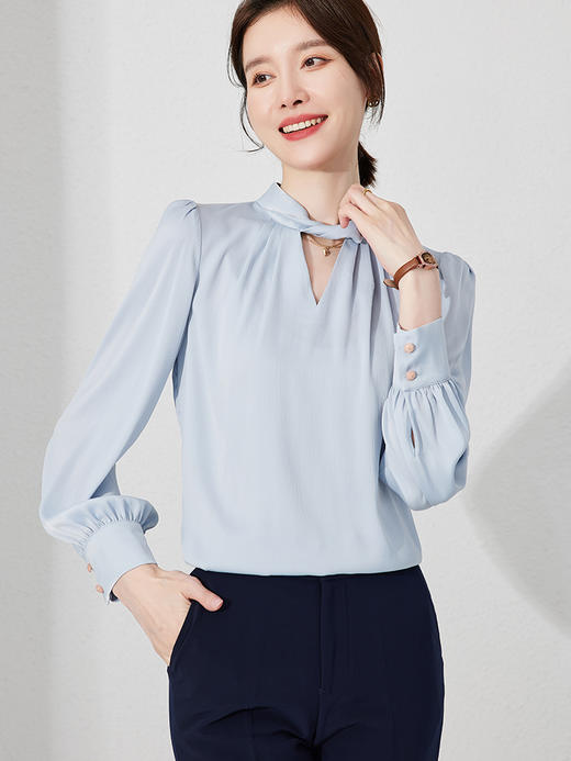 职业衬衫女时尚打底衬衣气质设计感小众内搭长袖ol正装工作服宽松 商品图0