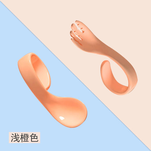 宝宝弯把叉勺组婴幼儿学吃饭训练勺子套装儿童辅食餐具弯头叉勺组 商品图5