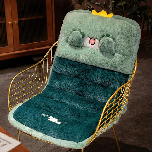 「4款可选！贴合腰部」萌趣动物毛绒连体坐垫靠枕腰靠 办公室椅子靠垫座椅垫靠背垫居家布艺 商品图6
