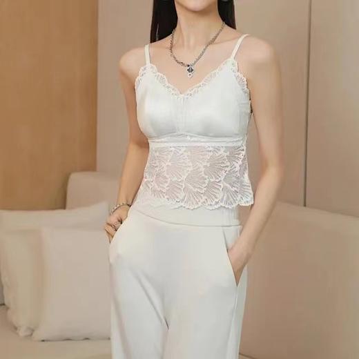 拼接蕾丝无钢圈文胸内衣一体真丝吊带 可内搭可打底 商品图11