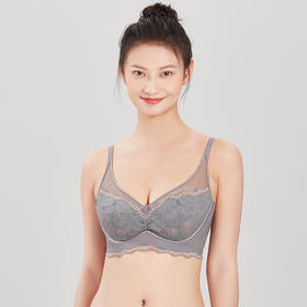 都市丽人完美包容常规内衣D杯超薄3/4杯蕾丝文胸三排软钢圈YB33J6