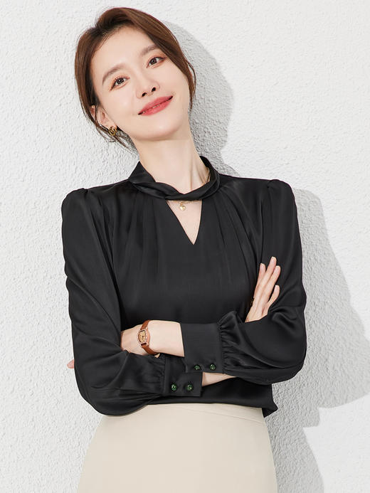 职业衬衫女时尚打底衬衣气质设计感小众内搭长袖ol正装工作服宽松 商品图1