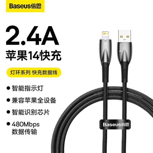 倍思 灯环系列 快充数据线USB to iP 2.4A 苹果全系列通用 商品图0
