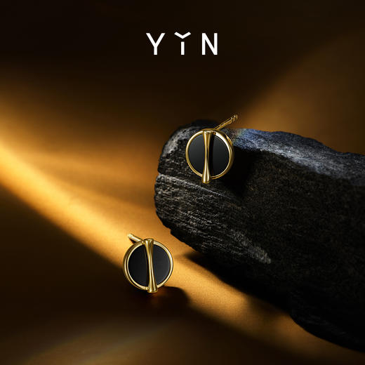 「因」系列 黄金比黑玛瑙耳钉 商品图2