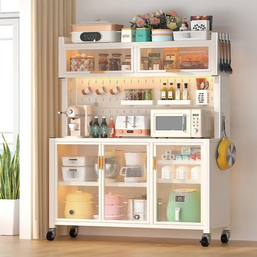 厨房多功能置物架子烤箱洞洞板餐边柜微波炉收纳储物柜大容量带门 商品图9