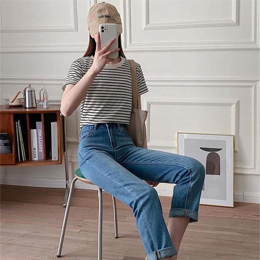 ZARA同厂爱心条纹衬衫/新疆棉弹力显瘦牛仔裤 商品图2