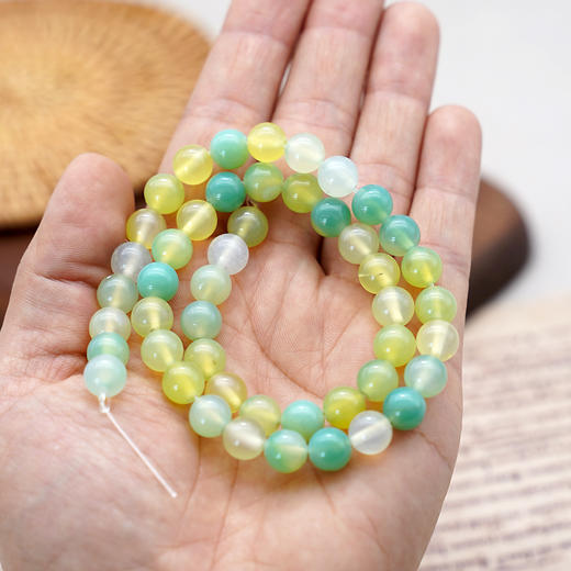 苹果绿玛瑙8mm珠料意卡米诺手串念珠单颗珠子散珠半成品 商品图1