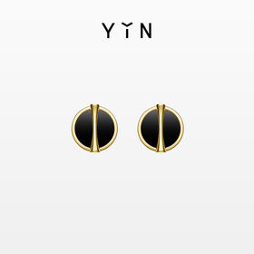 「因」系列 黄金比黑玛瑙耳钉