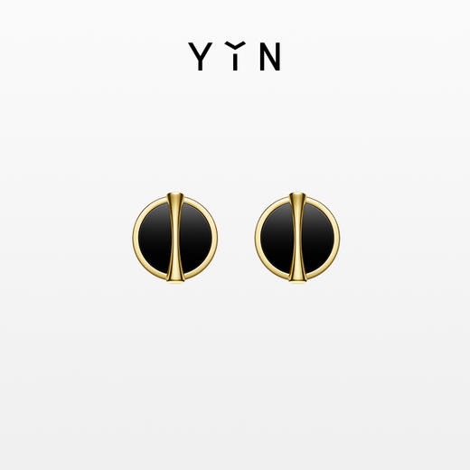 「因」系列 黄金比黑玛瑙耳钉 商品图0