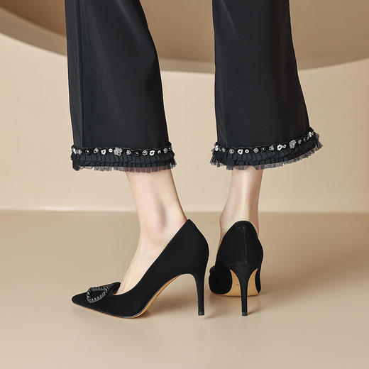 舒适百搭，尖头羊猄皮高跟单鞋DB-M5576 商品图1