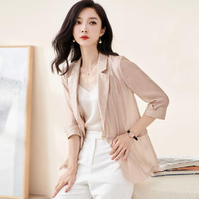 夏装轻奢透气莱赛尔 天丝西服 天然微孔透气结构 触感像 “冰丝真丝”  夏天穿不闷汗/不粘身 轻薄空调服外套女1990