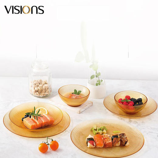 VISIONS 康宁琥珀色餐具家用厨房客厅水果盘欧式14件组VS-AMR14/KZCL 商品图2