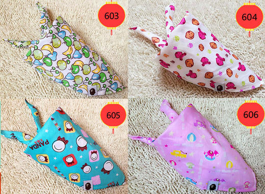 【3条装颜色随机】纯棉儿童三角巾口水巾全棉宝宝围嘴围兜婴儿头巾 商品图1