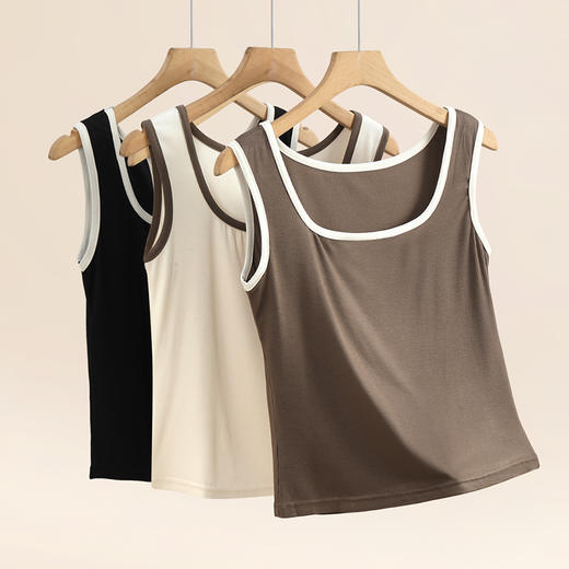 【Cottonmoon棉月】2023年春秋夏新款复古方领螺纹针织背心 商品图4