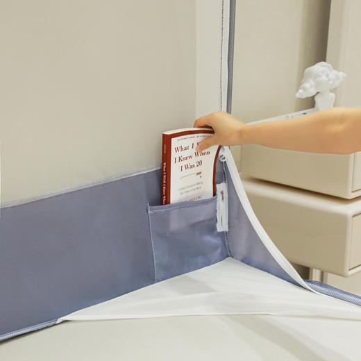 自然醒婴幼儿A类防尘方顶坐床蚊帐防摔儿童加固加厚宝宝防止掉床卡通印花床笠款折叠支架8861HH 商品图8