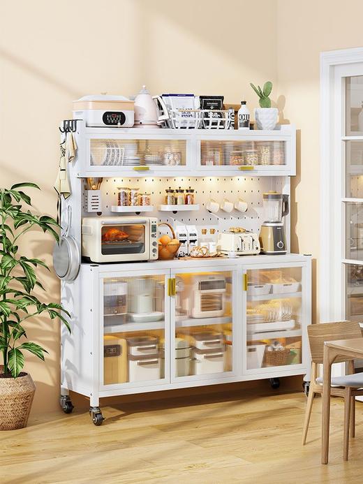 厨房多功能置物架子烤箱洞洞板餐边柜微波炉收纳储物柜大容量带门 商品图8