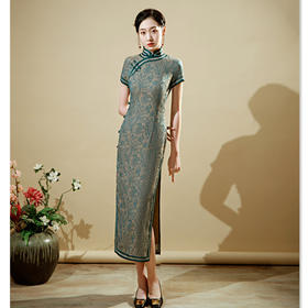 SKY 788037复古民族风长款花罗旗袍