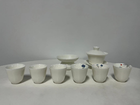 兰花白瓷茶具