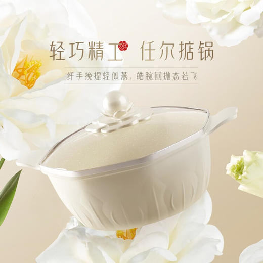 繁花烙 汤锅白玉山茶锅家用炖锅电磁炉燃气灶通用煲汤煮粥24CM锅具礼品 懿德【凝脂白玉】24CM 商品图3